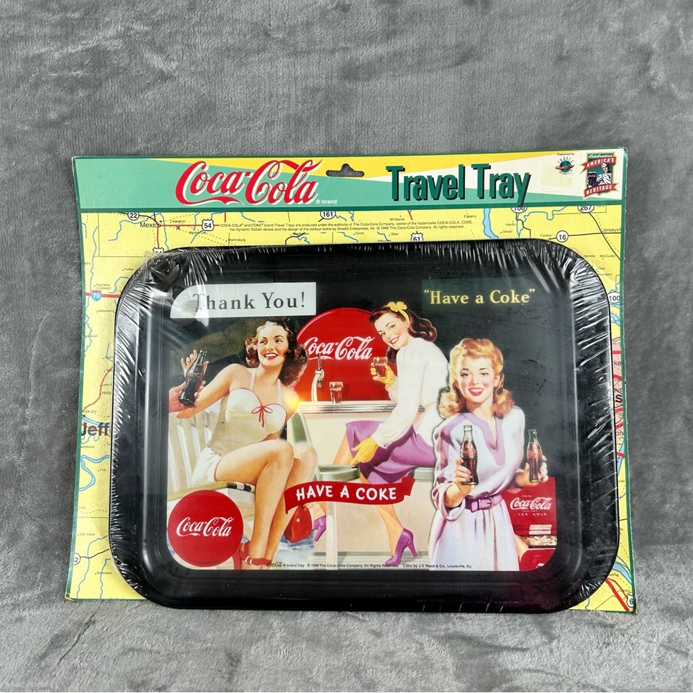 Coca Cola NOS Vintage 1999 Reproduction Metal Travel Tray‎ Pin Up Girls New